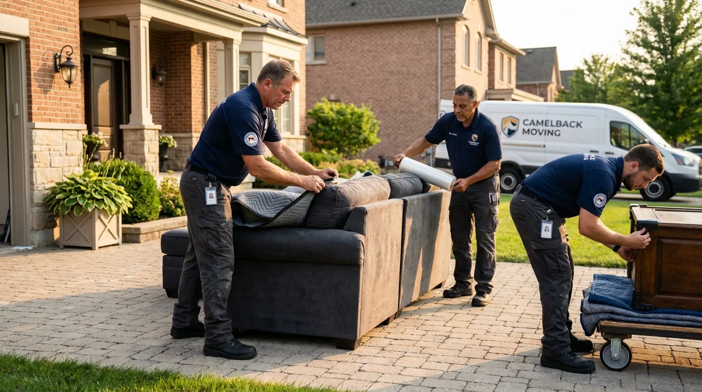 Large estate moving crew wrapping furniture in Franklin, WI